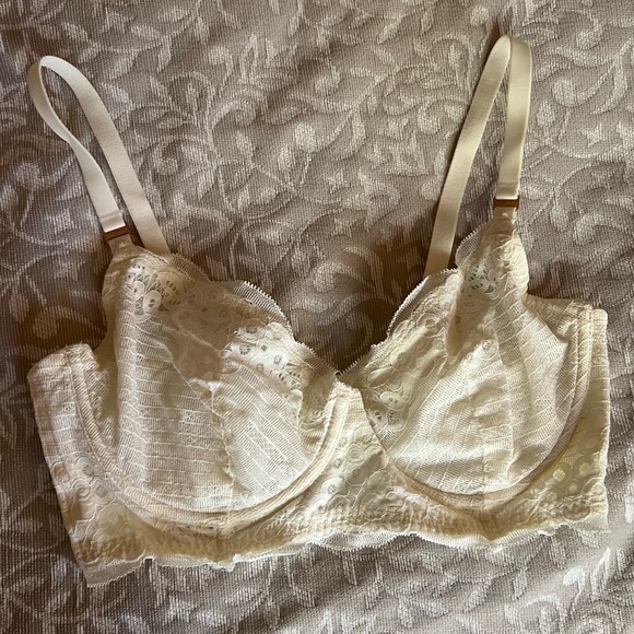 aerie Other - NWOT Aerie Underwire Bra White with Rose Gold Hardware 34DDD